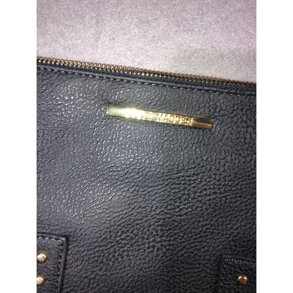 Steve Madden blue Studded Wristlet Clutch Tassel Bag Faux Leather Gold Zip - Picture 5 of 7